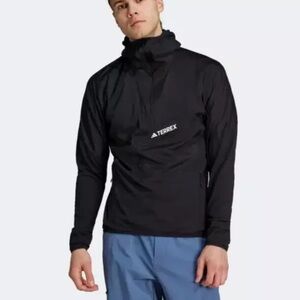Adidas mens TERREX Techrock Ultralight 1/2-Zip Hooded Fleece Jacket $180 Large